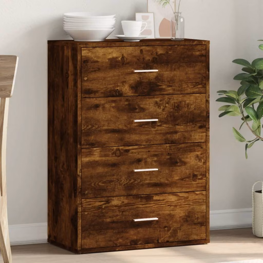 Credenza moderna vidaXL in legno multistrato color rovere fumo, L 60 cm x P 31 cm x H 84 cm
