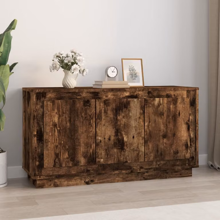 Credenza vidaXL in legno multistrato color rovere fumo L 102 cm x P 35 cm x H 55 cm