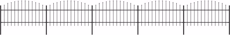 Recinzione da Giardino con Punta a Lancia in Acciaio 892,5x125 cm Nero