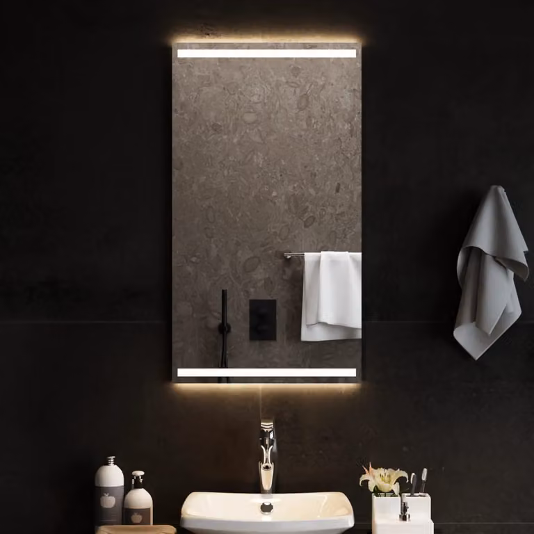 Specchio da bagno rettangolare con luci LED vidaXL, L: 50 cm, H: 90 cm