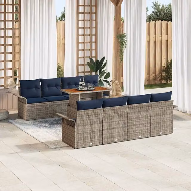 Set Divano da Giardino 7 pz grigio e blu navy 3349310