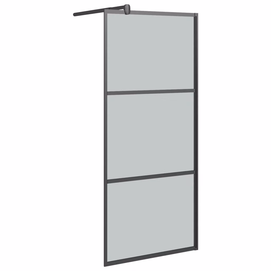 Parete Doccia Walk in 90x195 cm in Vetro Scuro ESG Nero