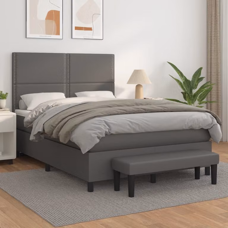 Maison Exclusive - Letto boxspring con materasso grigio 140x190 cm in ecopelle
