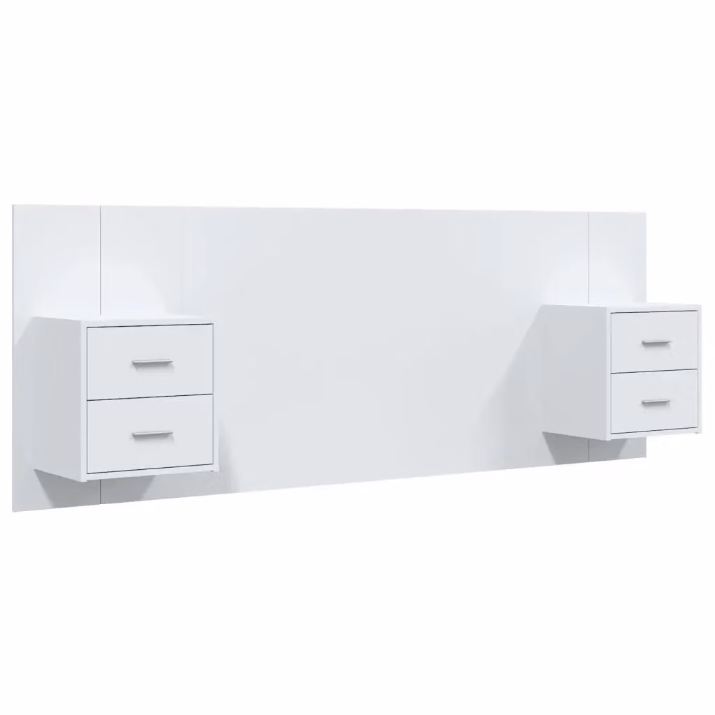 vidaXL Testiera per Letto con Comodini Integrati in Legno Multistrato Bianco L: 120 cm, P: 80 cm, H: 80 cm – 2