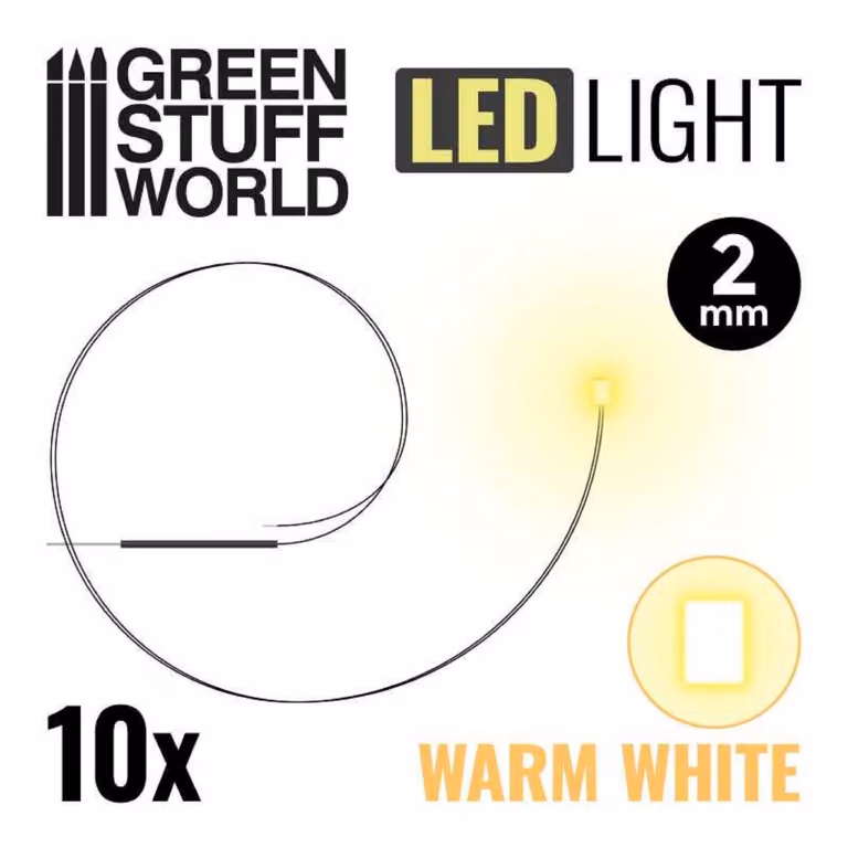 Green Stuff World - LED, luce calda, 2 mm (10 pezzi)
