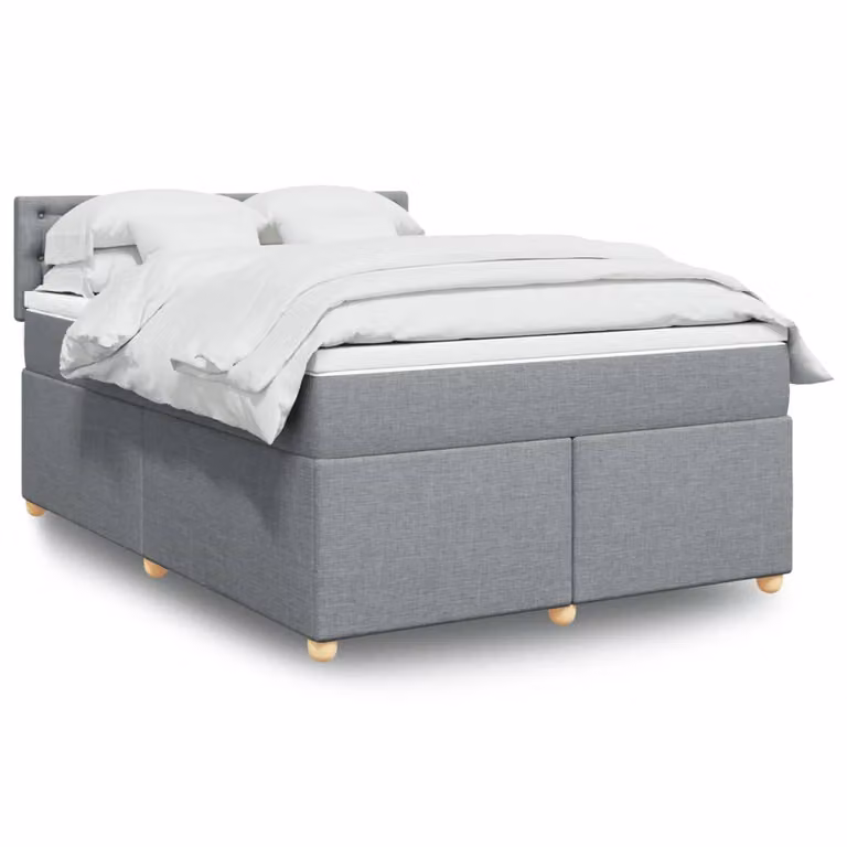 Giroletto a molle con materasso vidaXL in tessuto grigio e bianco L/P/H: 140 x 200 cm