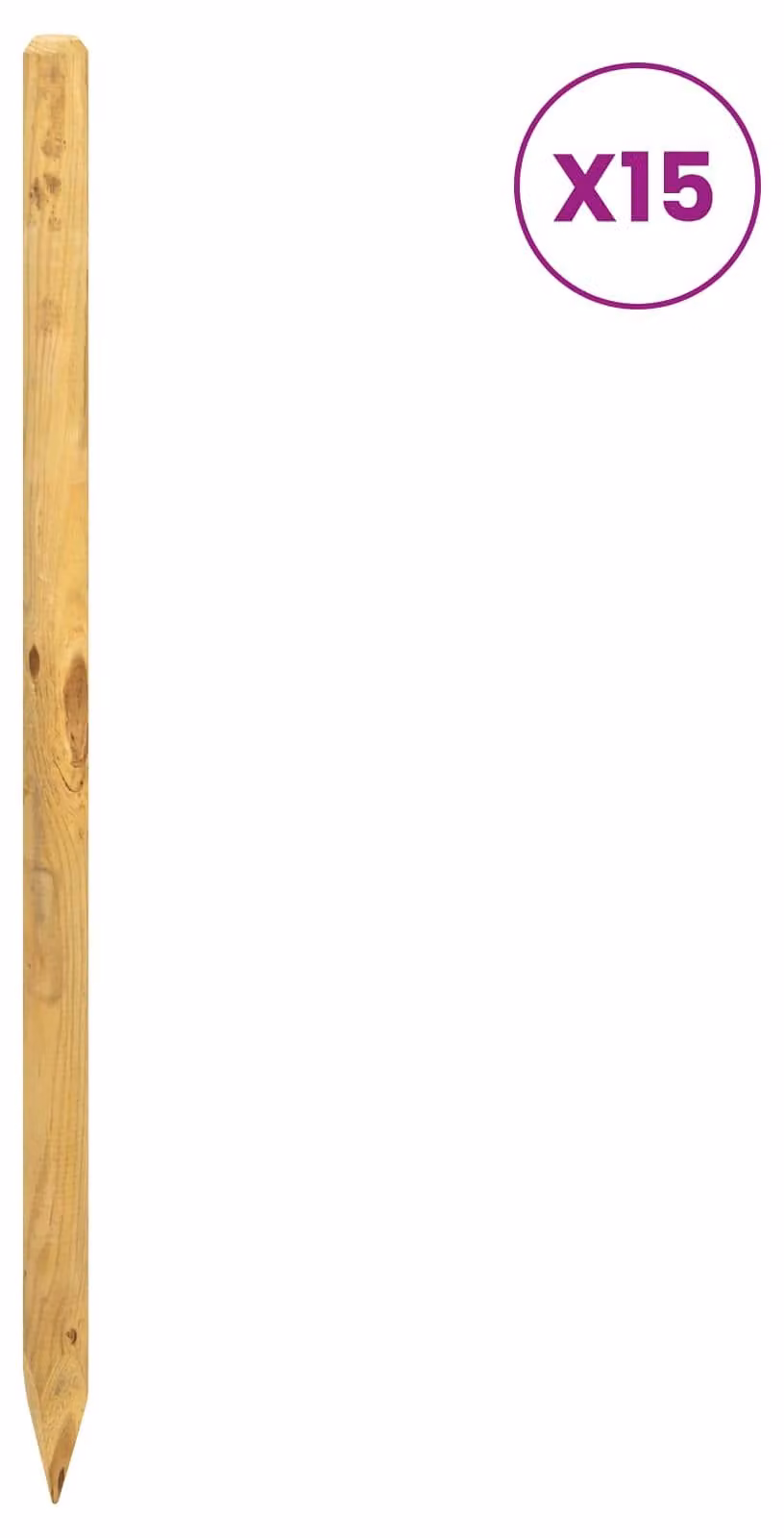Pali di recinzione, 15 pezzi, colore marrone, altezza 150 cm, legno di pino massello