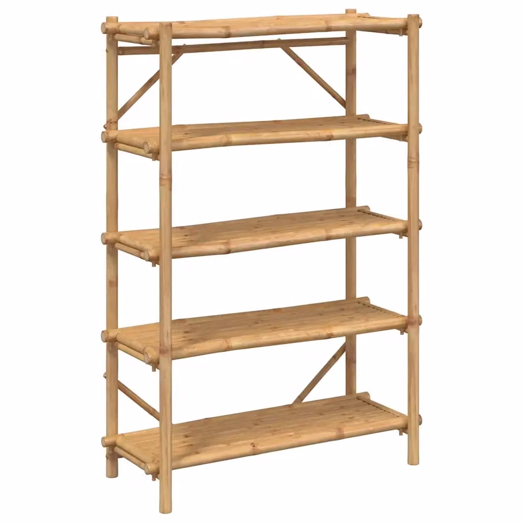 Scaffale a 5 ripiani vidaXL in bambù beige L 100 cm x P 40 cm x H 150 cm – 2