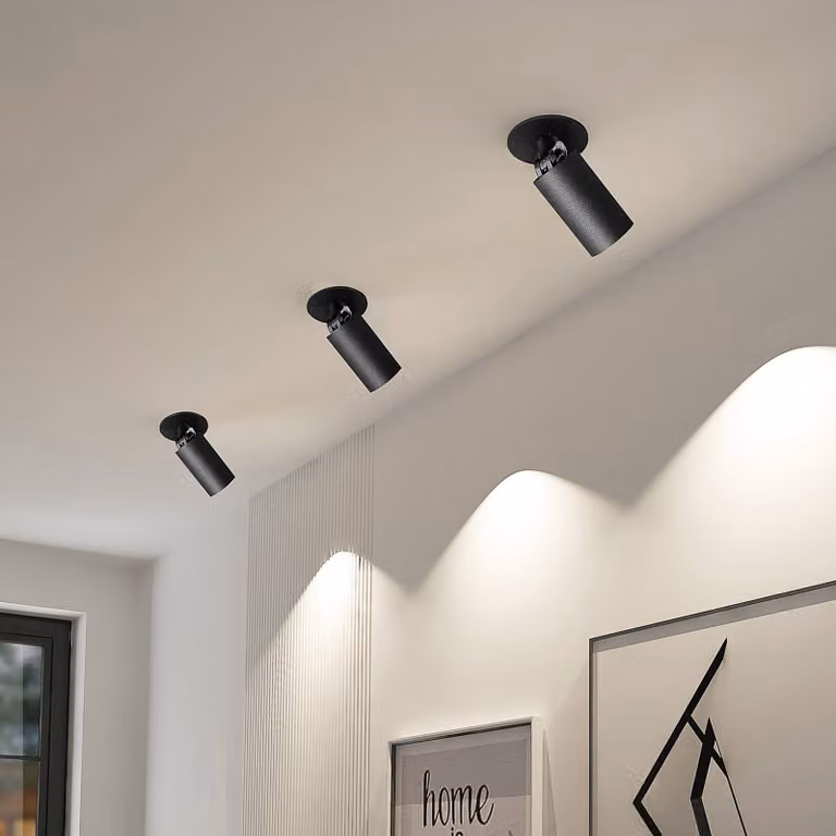 Faretto da incasso Davin, nero, cilindro, set di 2 Arcchio Davin Arcchio, dimmerabile, Nero, Soggiorno / Sala da pranzo, Alluminio, Moderno, Faretto da incasso