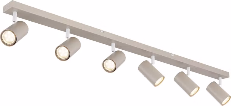 Plafoniera, metallo, color sabbia, orientabile, L 115 cm