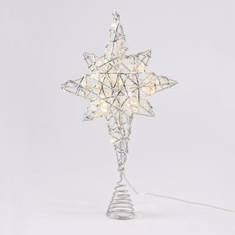 ACA Lighting argento + stella bianca 20 MINI WW a batteria LED 3xAA, IP20 37x5x20cm X11201130