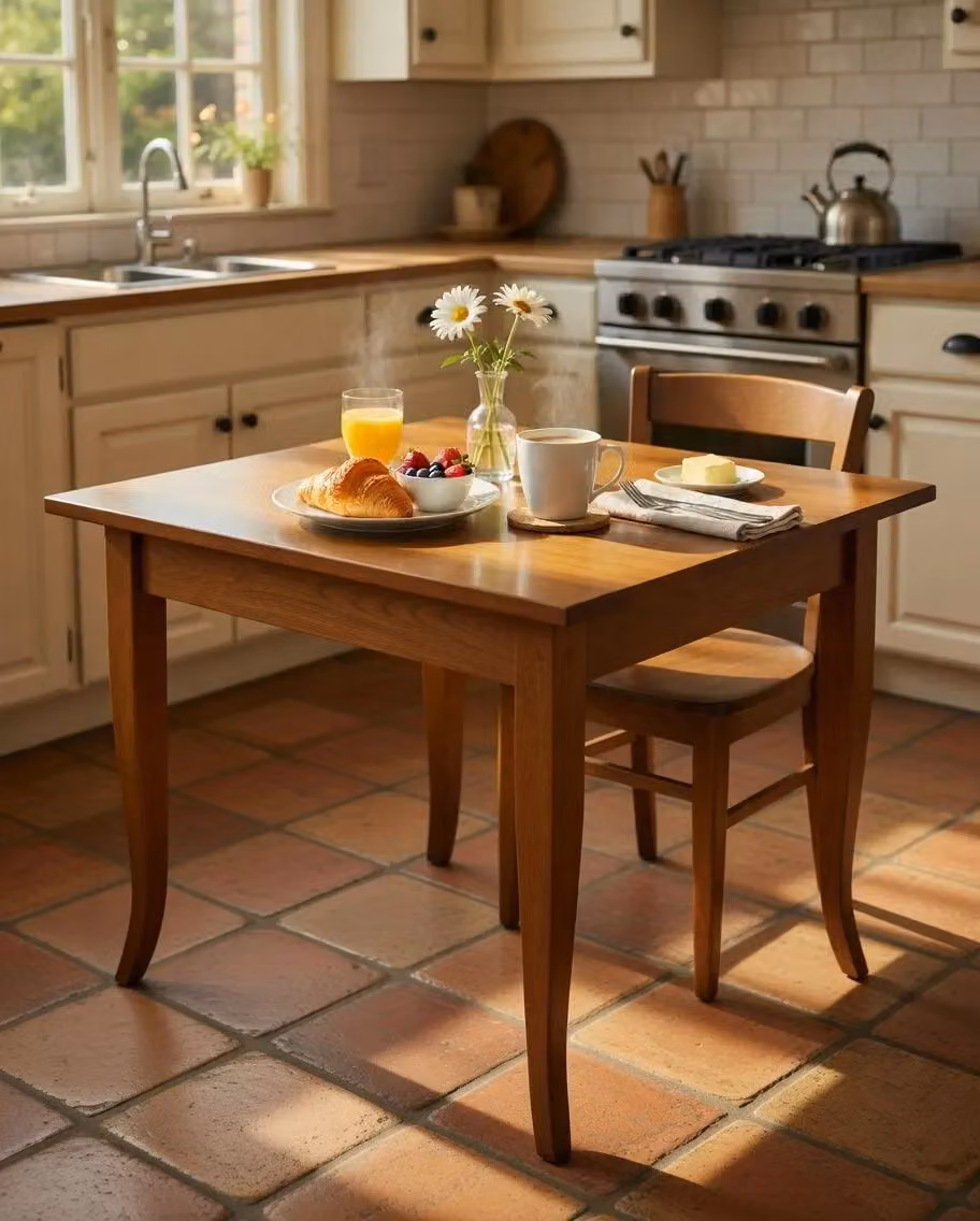 Tavolo classico fisso in legno di pino per sala da pranzo Mobili2G colore marrone L 90 cm x P 90 cm – 1
