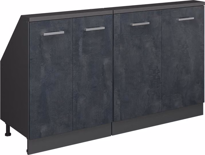Mobile cucina sottotetto Vicco R-Line Calce nera 140 cm Set di 2, Model 58138