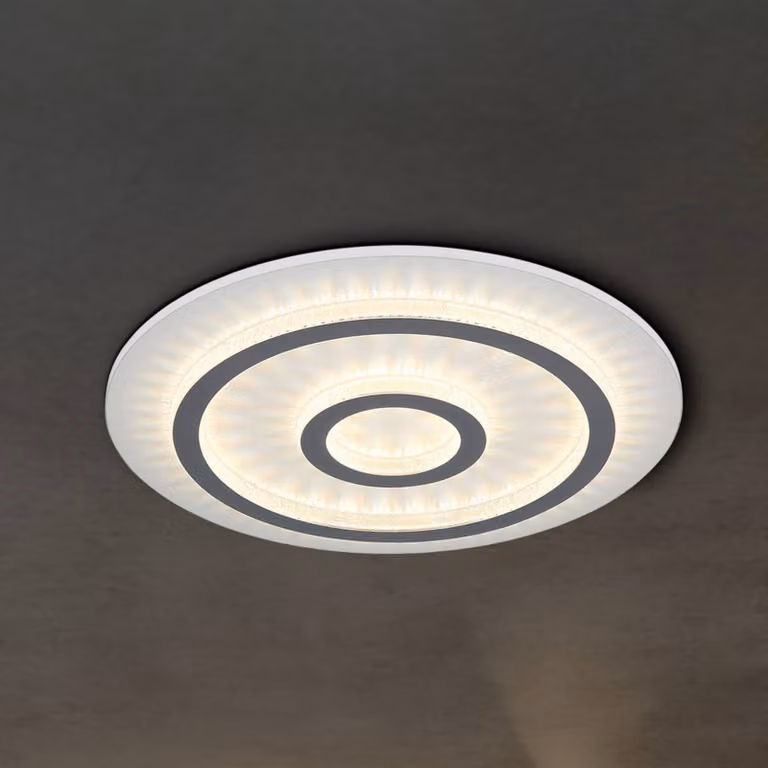 Globo Plafoniera soffitto Jayden, dimmerabile, Bianco / Opale, Soggiorno / Sala da pranzo, Metallo, Plafoniera