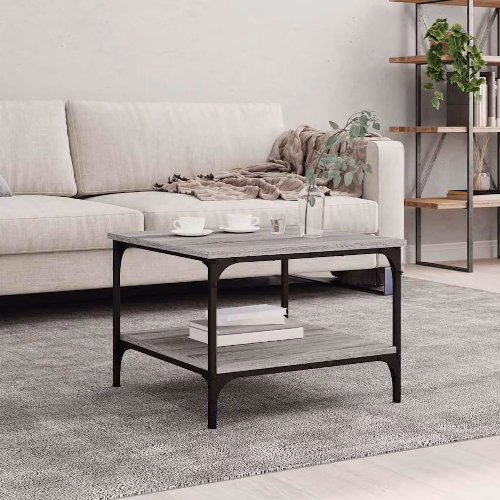 vidaXL Tavolino da Salotto Moderno Grigio in Legno e Metallo L/P/H: 55 x 55 x 40 cm
