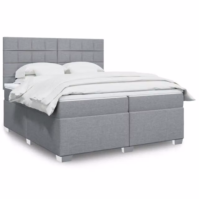 Letto Ibrido con Giroletto a Molle e Materasso vidaXL, Grigio Chiaro e Bianco, L/P: 200 x 200 cm