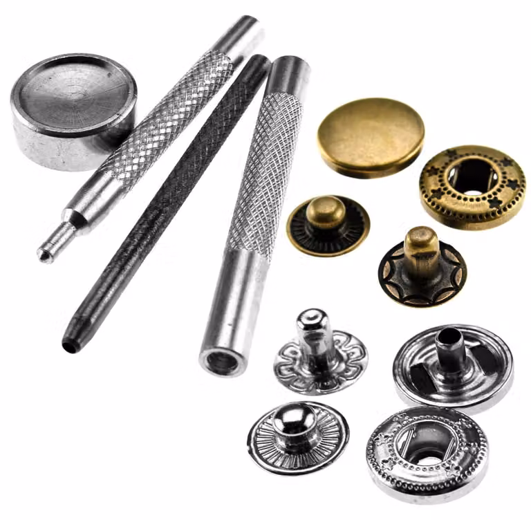 Bottoni a pressione con set di strumenti, 30 pezzi, 12 mm, in ottone