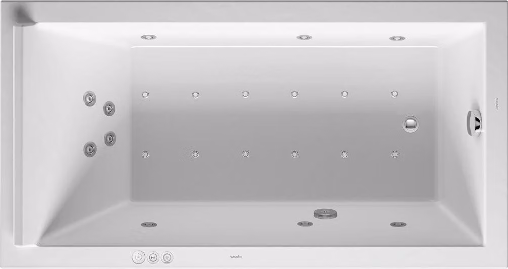 Duravit Starck Bains à remous, à encastrer, simple dos, bâti-support, garniture de vidage et de trop-plein chrome, Combi-Système P, 1700x900mm, 760337000CP1000, 760337000CP1000