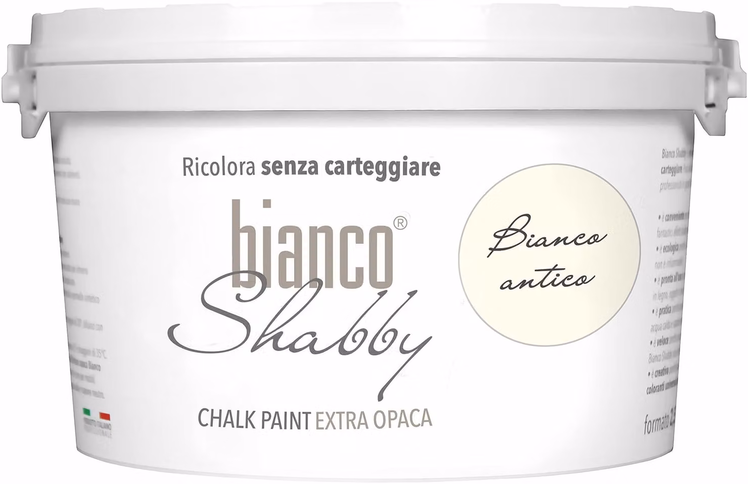 Pittura a gesso effetto anticato, color bianco, per mobili e pareti, 2,5 litri