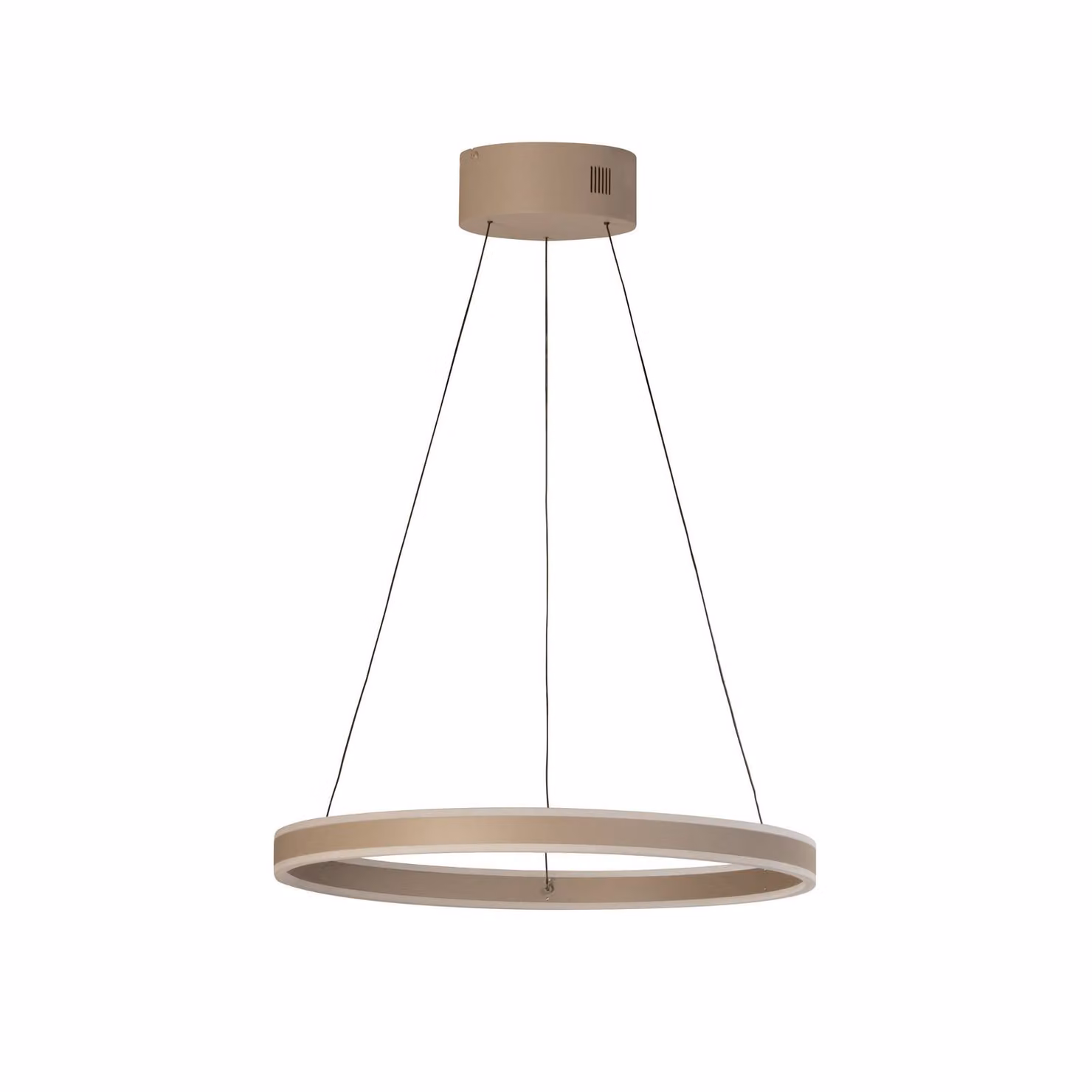 FISCHER & HONSEL Lampada LED a sospensione Silvio, Ø 60 cm, greige, metallo, CCT dimmerabile, Soggiorno / Sala da pranzo, Metallo, Moderno