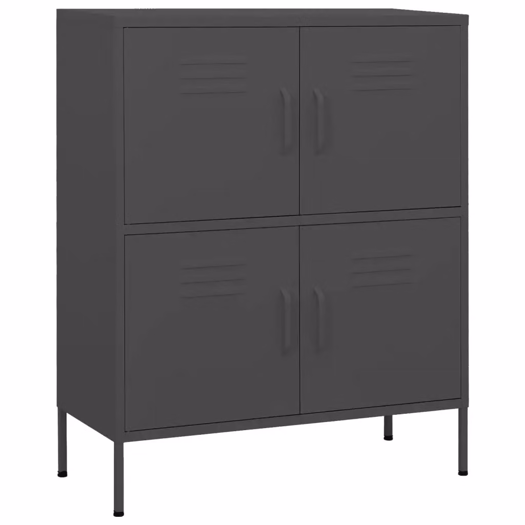 Armadietto a muro vidaXL in acciaio antracite con ante a battente e ripiani interni L: 80 cm, P: 35 cm, H: 101,5 cm – 2