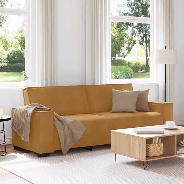 Divano a 3 Posti-Sofa 3 Posti Marrone 180 cm in Velluto 709898