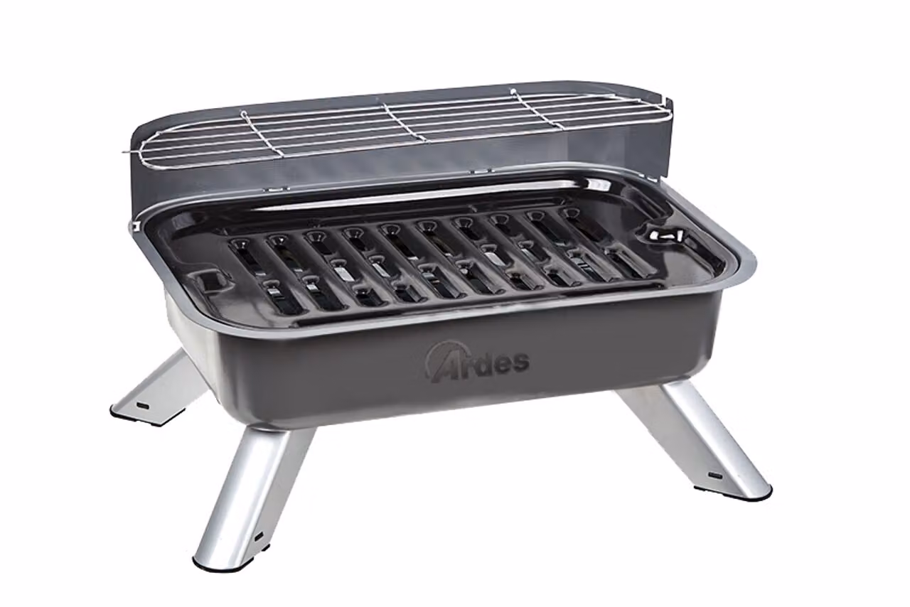 Ardes ARBBQ01 Griglia Elettrica Portatile Barbecue con Paratia Anti Schizzi Nero 2000 W