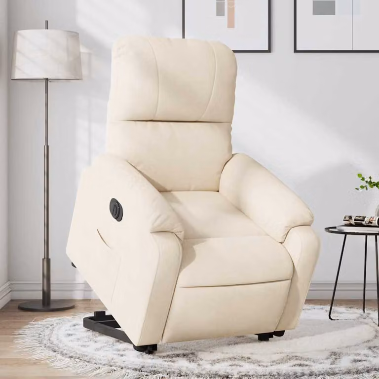 vidaXL Poltrona Alzapersona Reclinabile Elettrica Beige in Microfibra