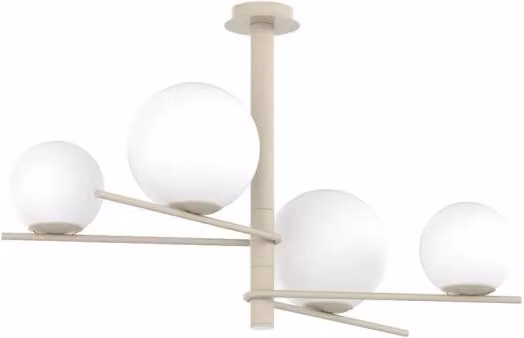 Lampadario Sospeso Moderno Top Light in Metallo e Vetro Bianco con 4 Luci E27 e Altezza Regolabile