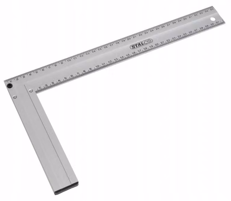 Squadra da falegname in alluminio da 350 mm con scala graduata, angoli di battuta a 45°/90° per lavori in legno