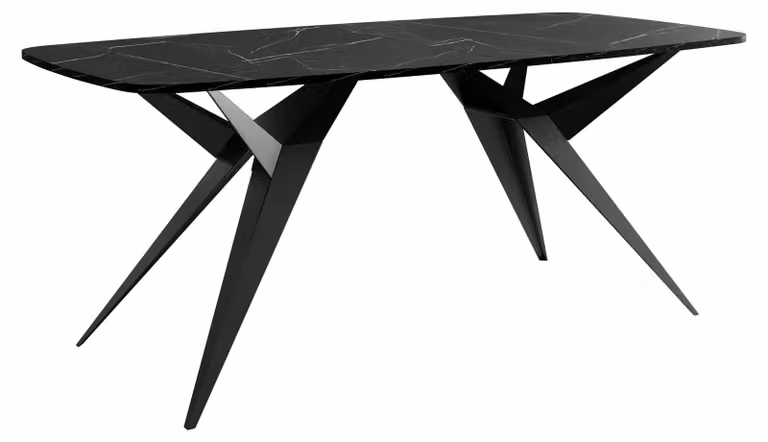 MIRJAN24 Tavolo Axis 160, tavolo da pranzo, gambe in acciaio (colore: nero / Black Pietra Grigia)