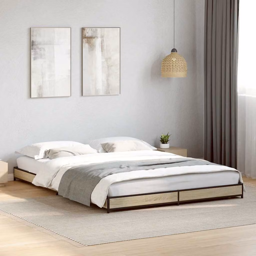 Giroletto vidaXL in legno e metallo color rovere Sonoma, L/P/H: 200 x 120 x 123 cm