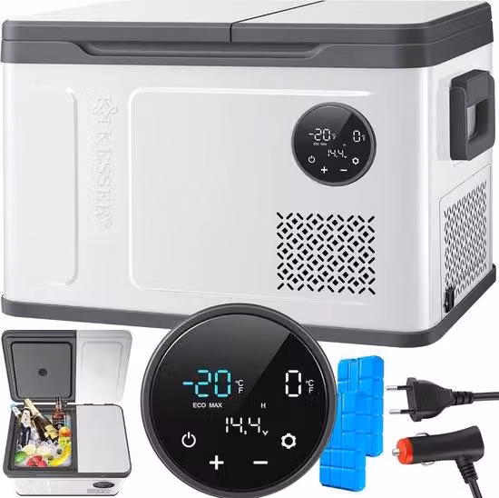 Frigorifero portatile elettrico con compressore 2 in 1 - Vano refrigerato e congelatore da 31 litri, pannello di controllo touch a LED, adatto per l'auto e il campeggio