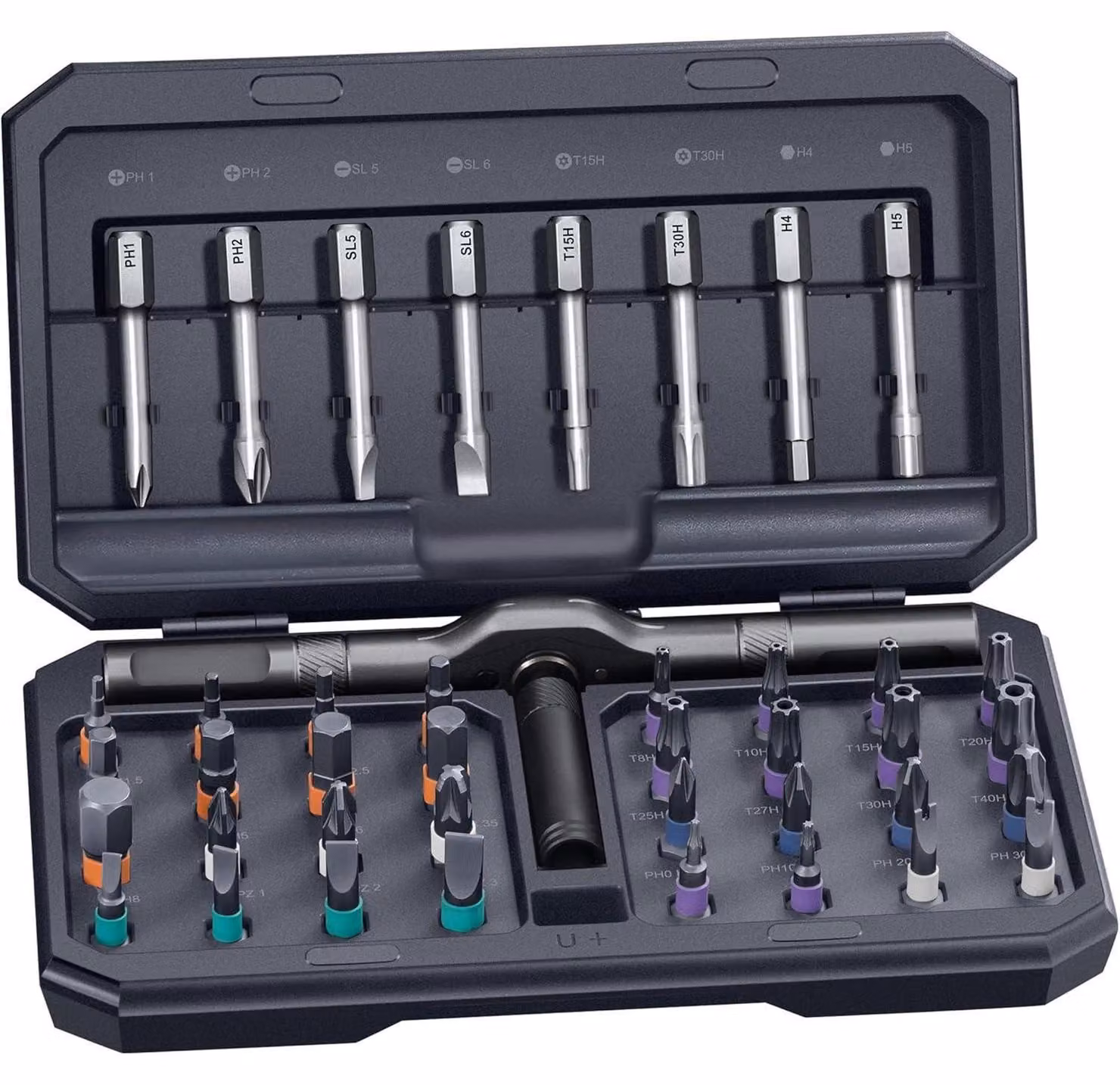 Set di cacciaviti magnetici da 42 pezzi con custodia porta-attrezzi, colore grigio scuro