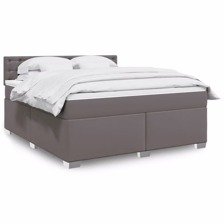 Letto con Giroletto a Molle e Materasso Ibrido vidaXL in Similpelle Grigio e Bianco L/P: 180 x 200 cm