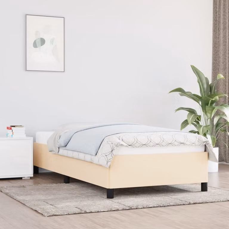 The Living Store struttura letto crema 90x190 cm in tessuto