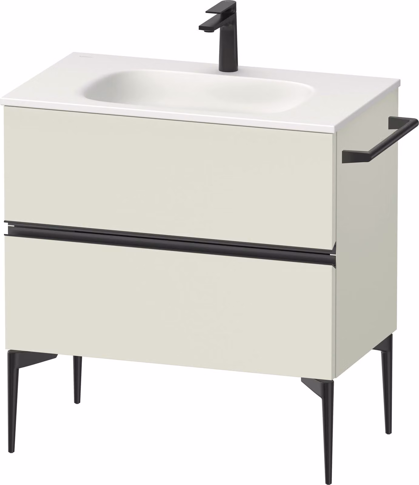 Duravit Sivida Meuble sous-lavabo, 2 tiroirs, poignée encastrée noir diamant mat, 810x477x592mm, pour Sivida, SV46510BDHH0000, SV46510BDHH0000