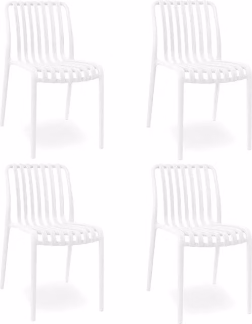 Set di 4 sedie da esterno Iside OKAFFAREFATTO in plastica bianca impilabile e resistente alle intemperie