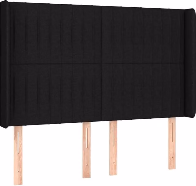 Testiera | Testata ad Orecchio Nera 147x16x118/128 cm in Tessuto