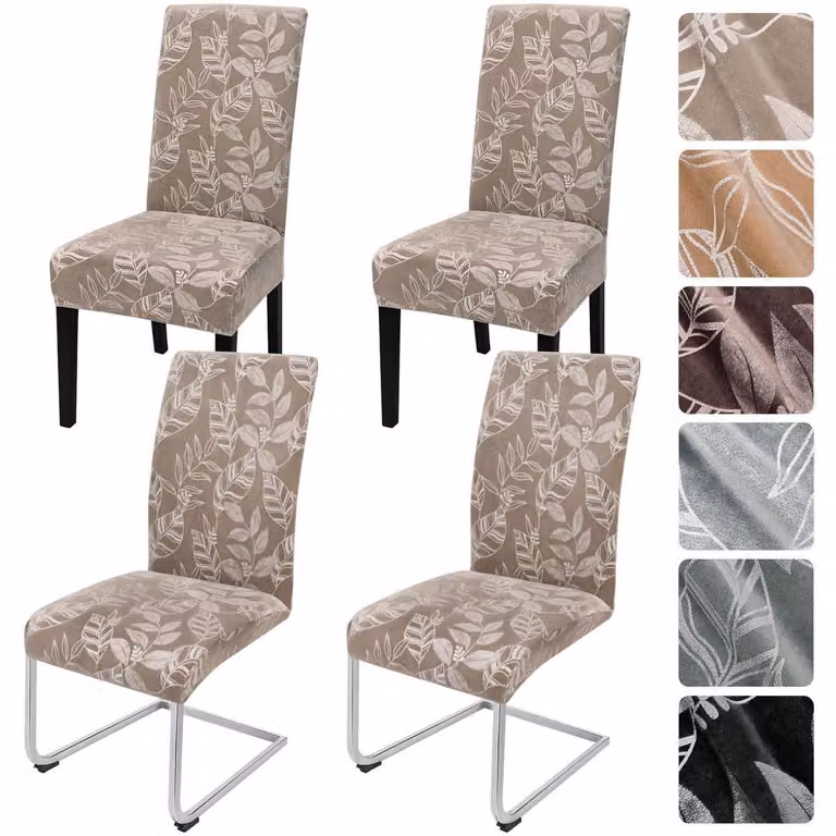 Copri-sedie in velluto elasticizzato, set da 4, per poltrone a dondolo, colore beige chiaro