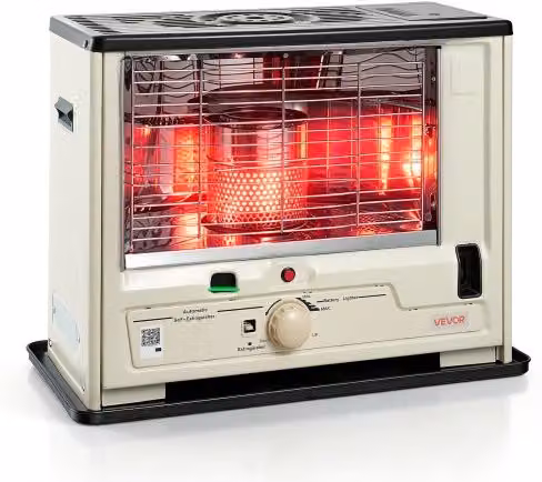 Riscaldatore Radiante a Cherosene VEVOR Portatile 10000 BTU Beige con Regolazione della Fiamma e Spegnimento Antiribaltamento