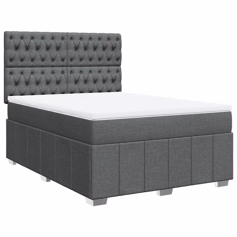 Giroletto a Molle con Materasso Grigio Scuro 140x190 cm Tessuto