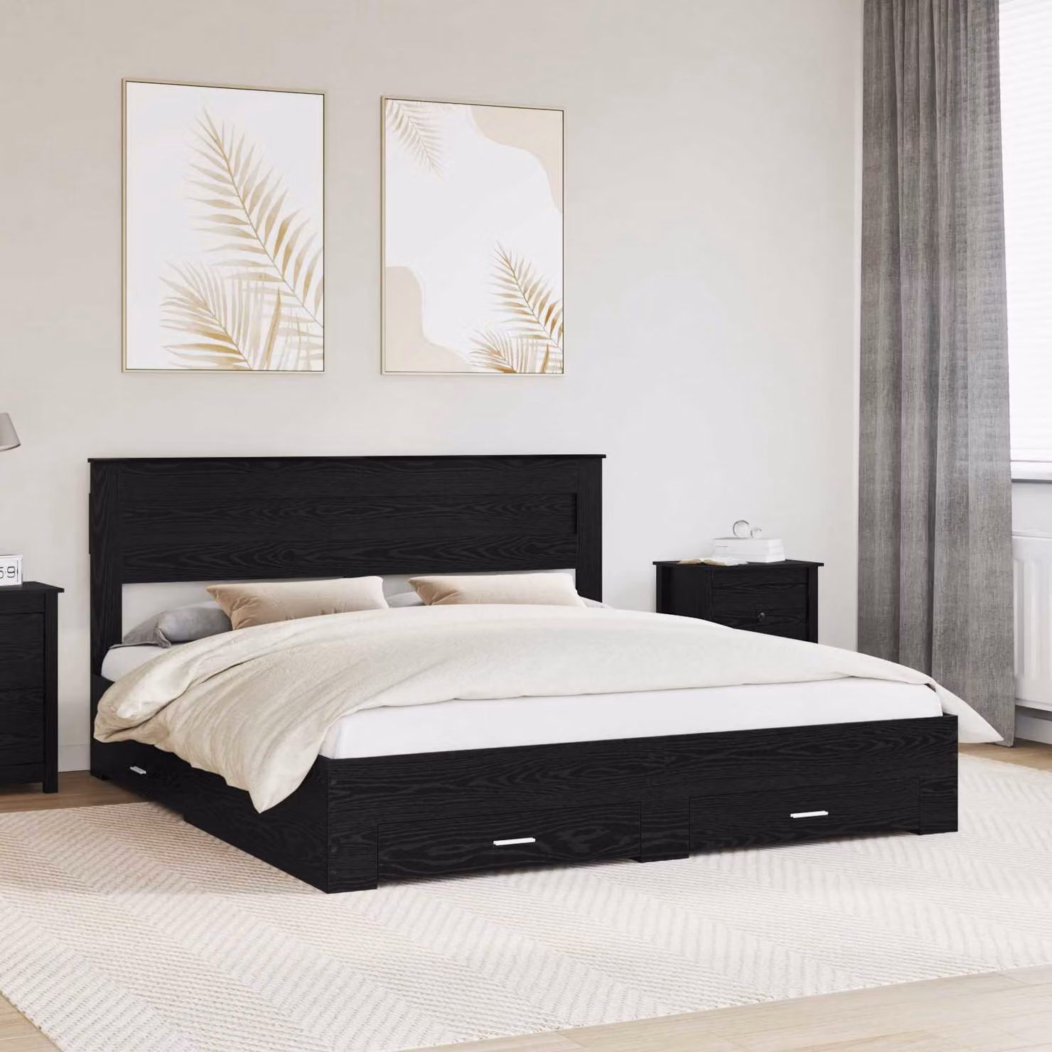 Struttura del letto moderna vidaXL con cassetti in Rovere Nero, L 180 x P 200 cm – 1