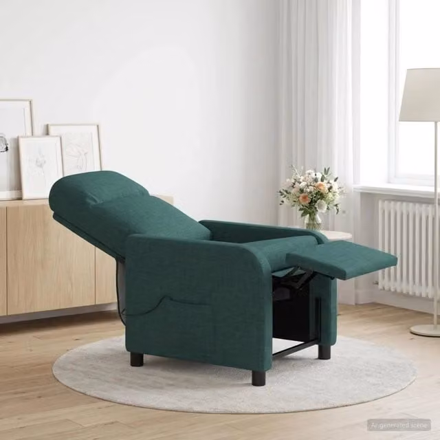 Poltrona Relax Massaggiante Verde con Braccioli in Tessuto per Soggiorno e Ufficio – 1
