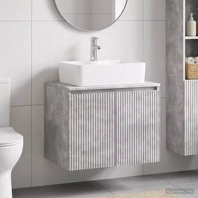 Mobile lavabo da bagno sospeso vidaXL in MDF grigio opaco stile minimalista L: 62,5 cm, P: 44,5 cm, H: 50 cm – 1