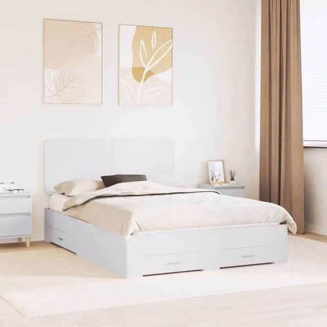Struttura del letto-Giroletto-Rete del Letto Bianco 160 x 200 cm Legno multistrato 304399