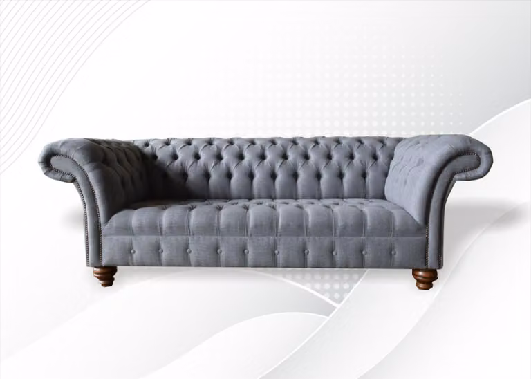 Dreisitzer Couch Polster Design Sofa 3er Sitz Sofas Zimmer Grau Chesterfield
