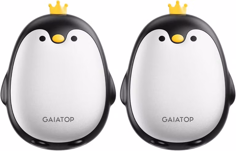 Riscaldatori per mani elettrici - Set da 2 - Design a forma di pinguino - Magnetici - 3 livelli di temperatura - Ricaricabili