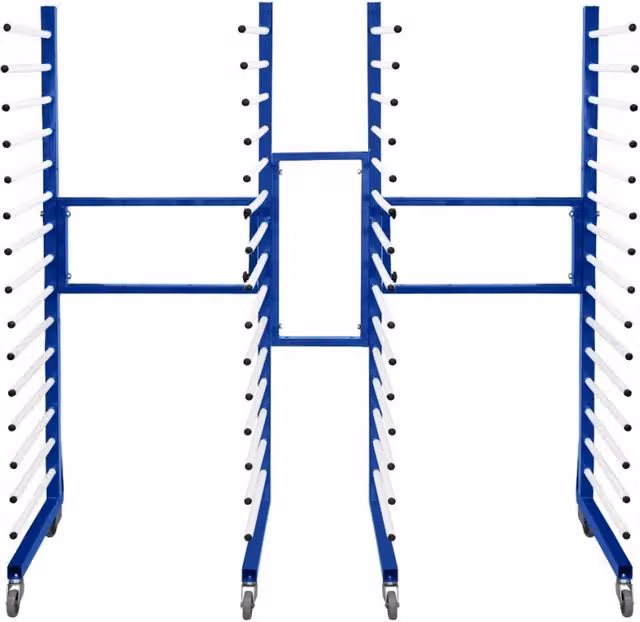 Carrello per asciugatura vernici a spruzzo combinato Monster Shop blu in acciaio con 4 ruote resistenti e capacità di 375 kg per 2 unità – 1