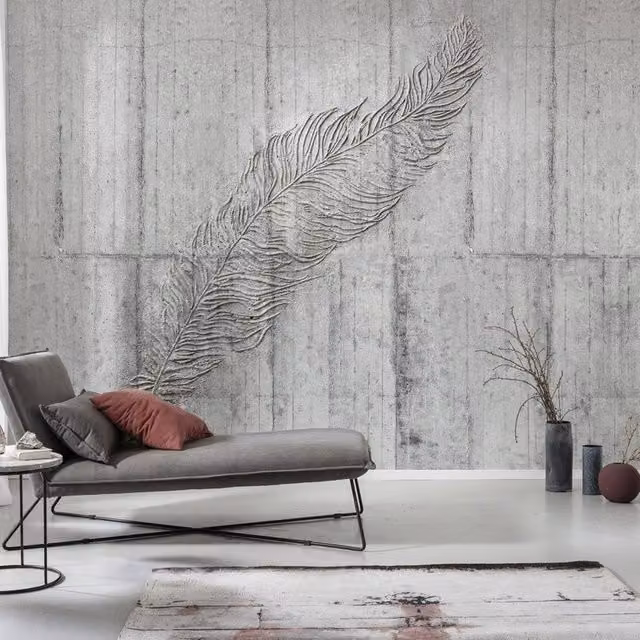 Fotomurale KOMAR Concrete feather con design astratto e industriale, Multicolore, L: 350 cm, H: 250 cm